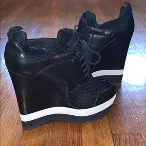 Ruthie Davis black & white wedge sneakers